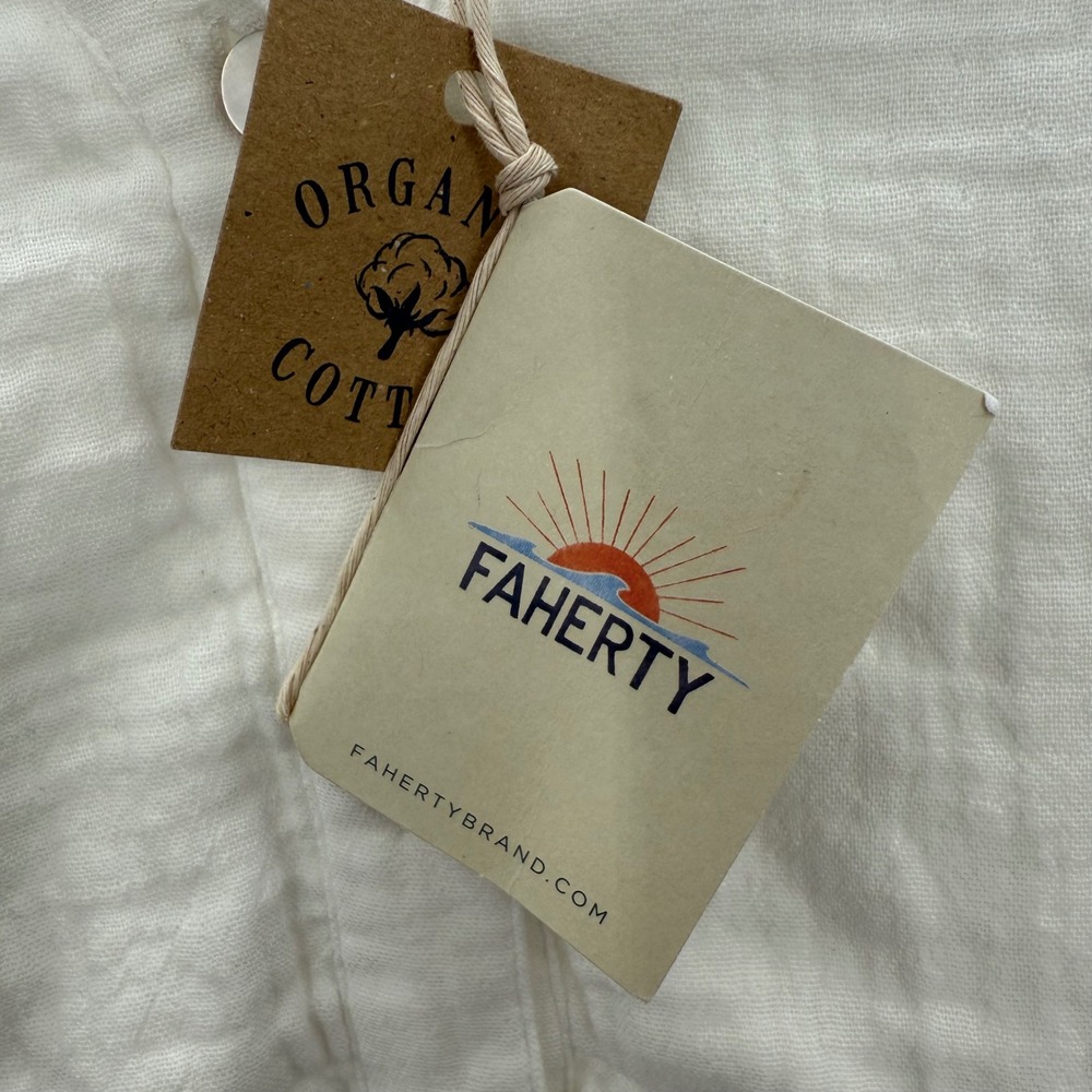 Faherty Womens Dune Cotton Gauze Kasey Dress White L Organic Cotton New - Picture 5 of 10